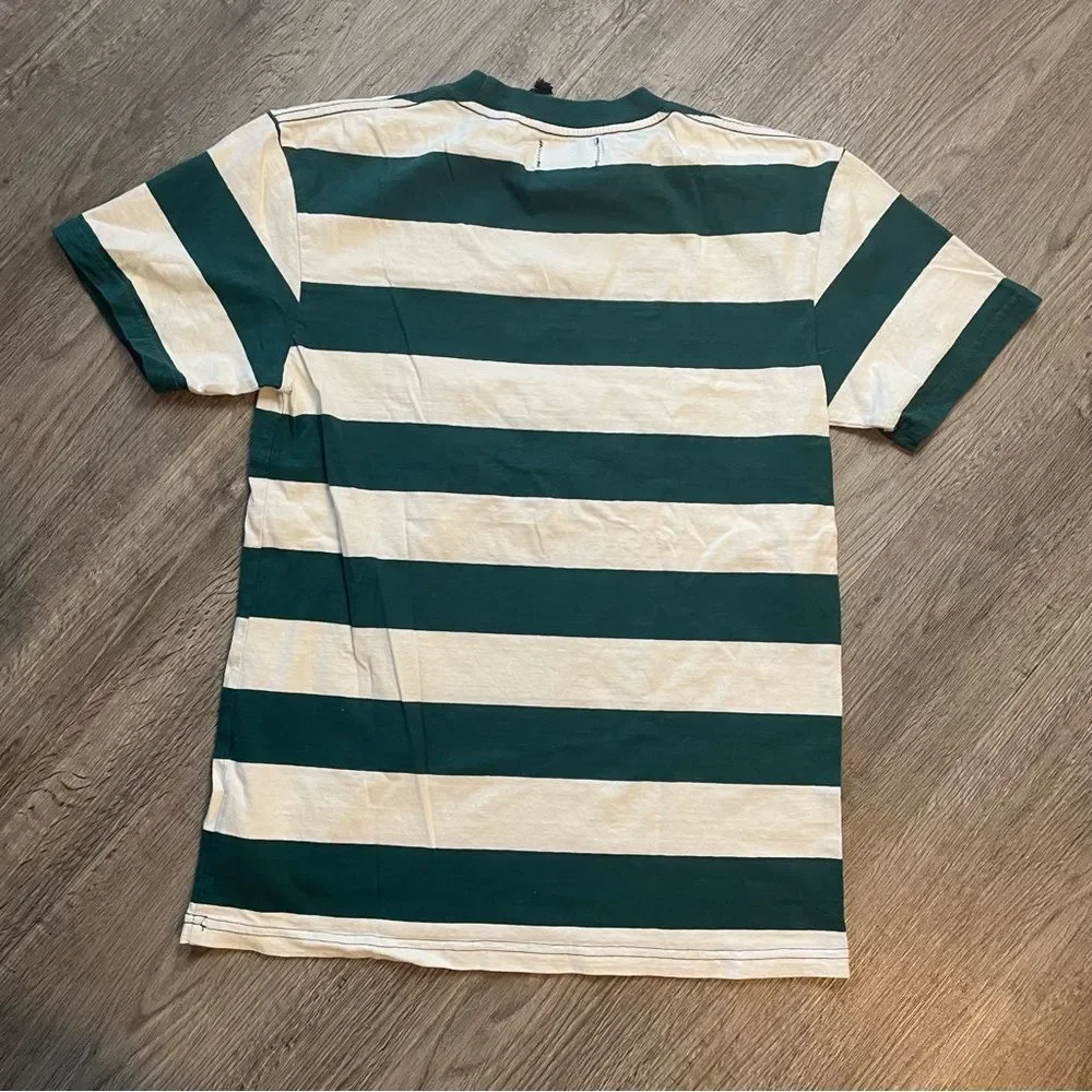 CRITICAL SLIDE Dream Team Tee Green & White Stripe Stripe Graphic T-Shirt